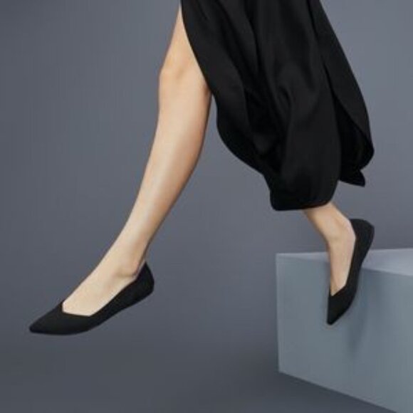 Rothy's The Point Classic Ballet Flats in Black w/ Blue Trim - Size 8.5 - Picture 13 of 16